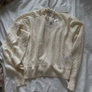 joie cream pointelle knit sweater net